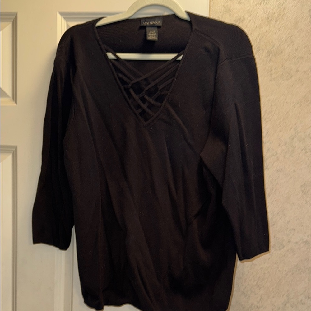 Lane Bryant Black V-Neck Top